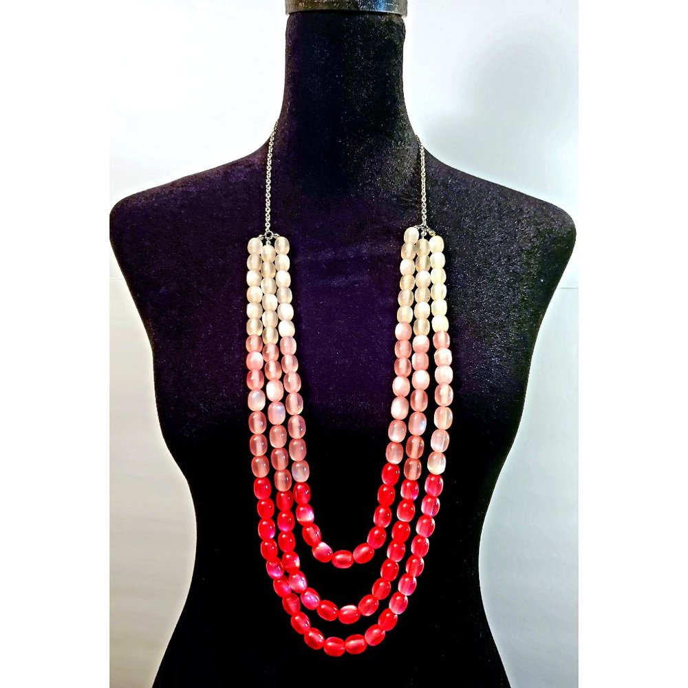 Shades of Pink Layered 3-Strand Necklace